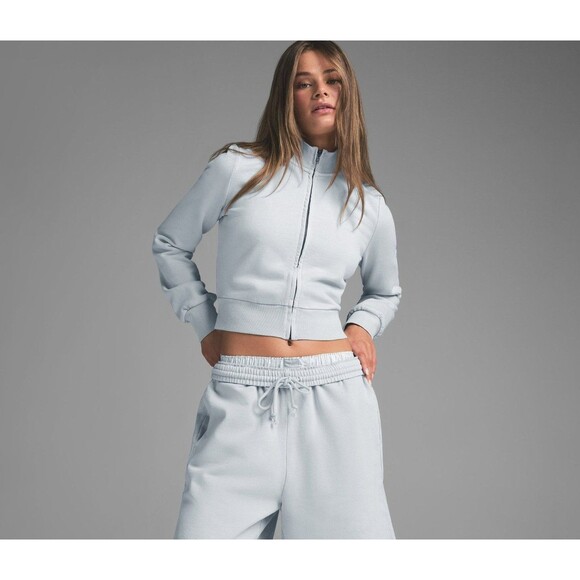Skims Boyfriend Fleece Track Jacket in Zen Blue, Small - Picture 2 of 8